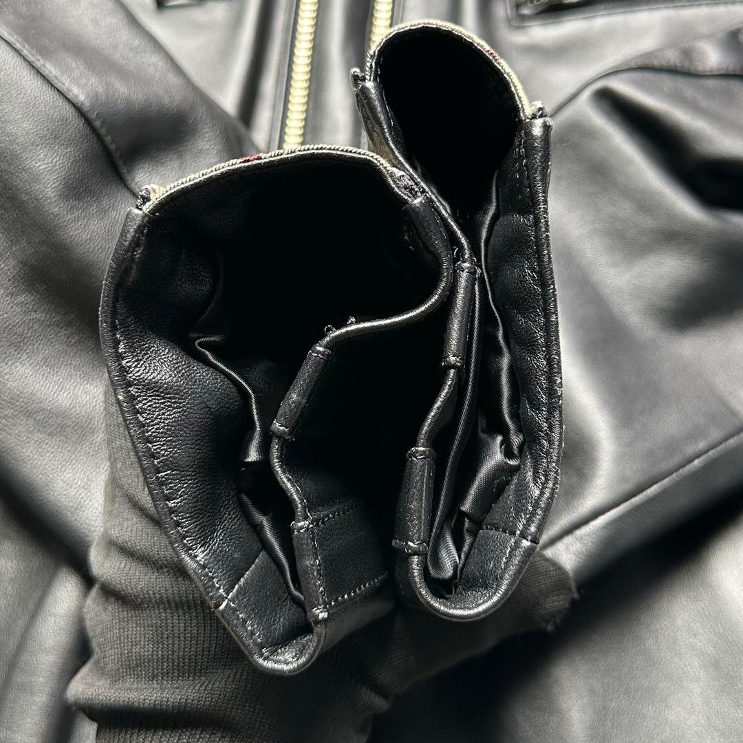 未使用級 バーバリーブラックレーベル ライダース メガチェック 羊革 L 黒