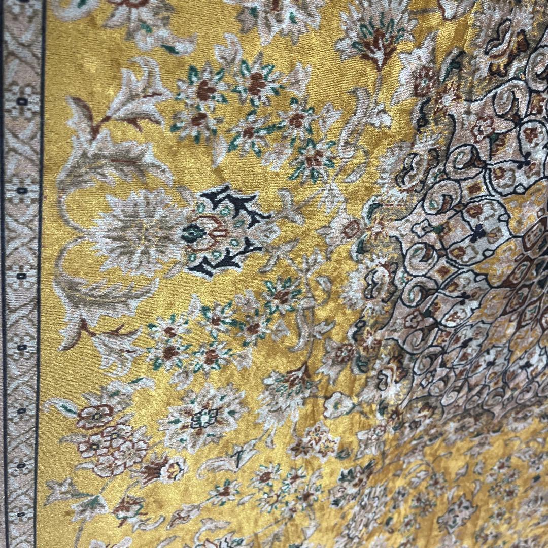 新品　ペルシャ風プリントゴールド　アクセントラグ　200×250
