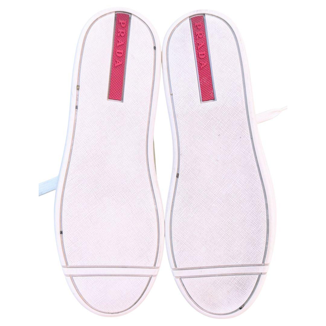 PRADA ホワイト23.5cm レースアップ スニーカー レディース