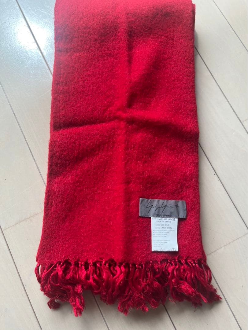 Yohji Yamamoto 赤 マフラー フリンジ付き