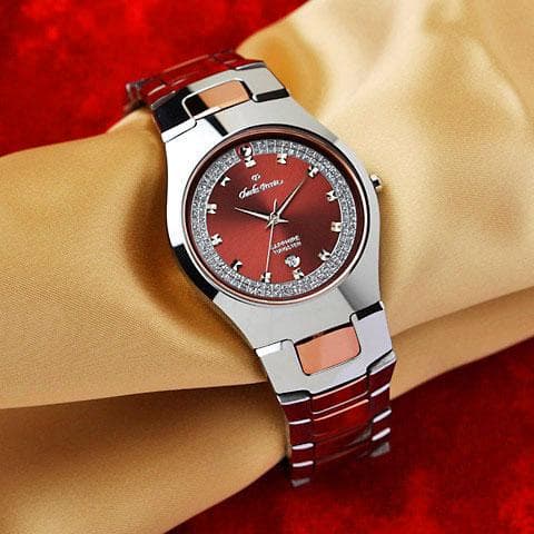 新品Charles Perrinタングステン腕時計メンズ未使用ワインレッド
