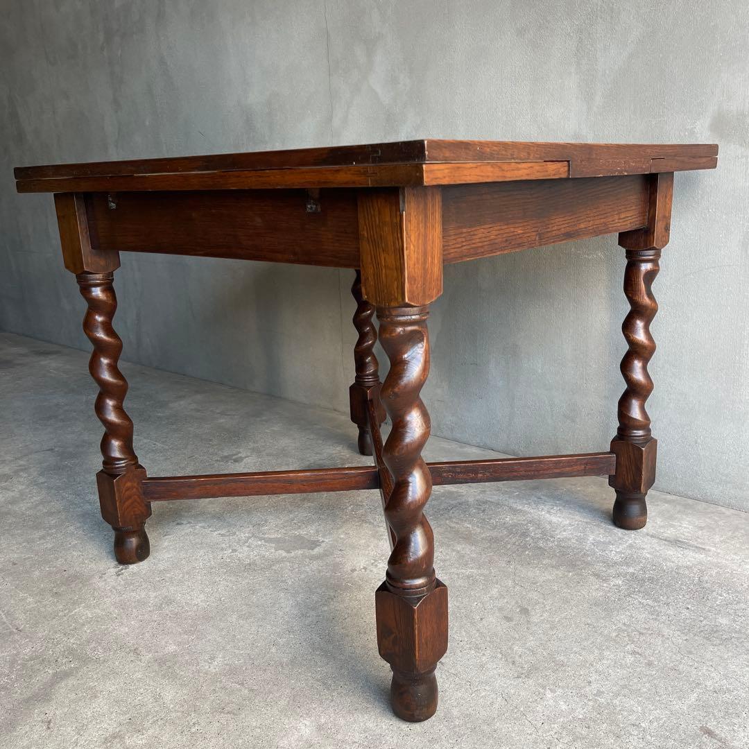 イギリス　オールドアンティーク家具 ドローリーフテーブル 拡張テーブル　オーク