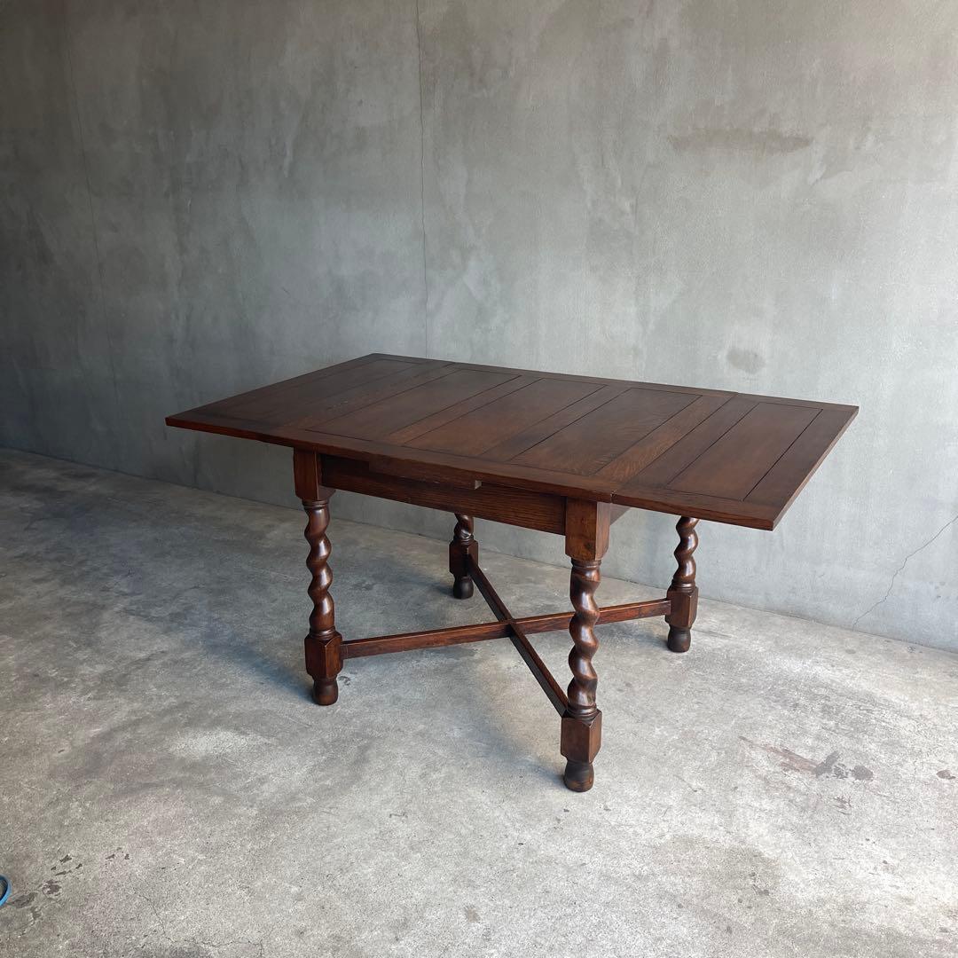 イギリス　オールドアンティーク家具 ドローリーフテーブル 拡張テーブル　オーク