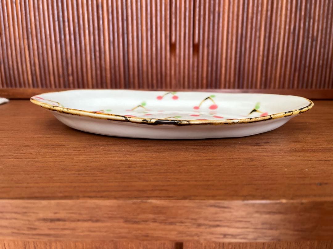 石木文　さくらんぼ　オーバルプレート　未使用