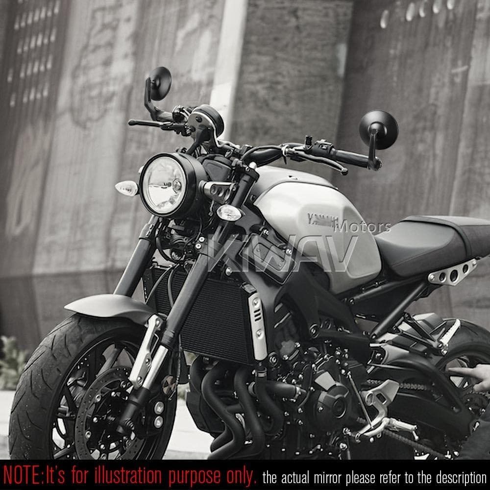 KiWAV ヤマハ車用 バーエンドミラー (ボブ) 黒 16mmネジ式