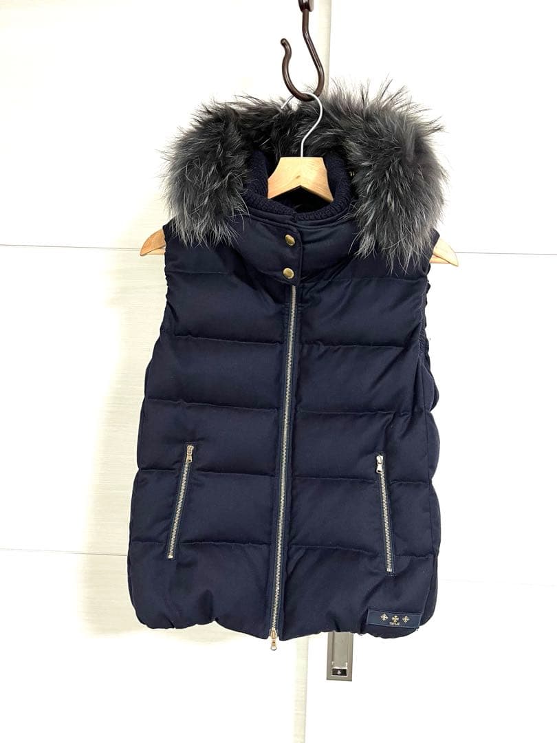 TATRAS ダウンベスト　 ウール　リアルファー　ネイビーサイズ3 証明書付き