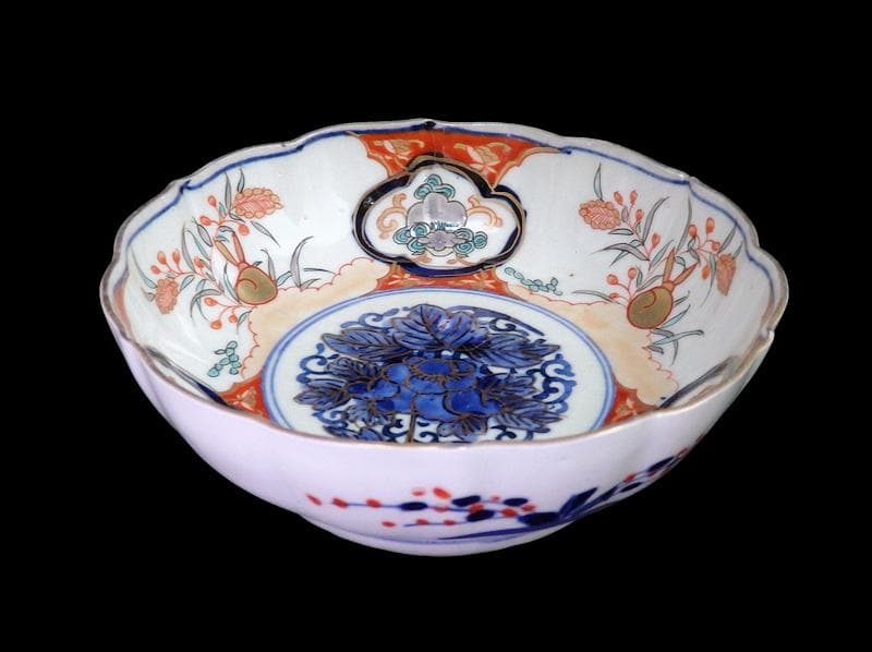 古伊万里　色絵　窓絵獅子　秋草に兎の図　膾皿　５客　D049AS-DBj