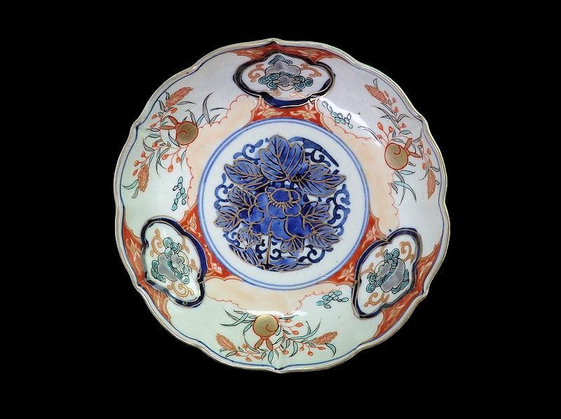 古伊万里　色絵　窓絵獅子　秋草に兎の図　膾皿　５客　D049AS-DBj