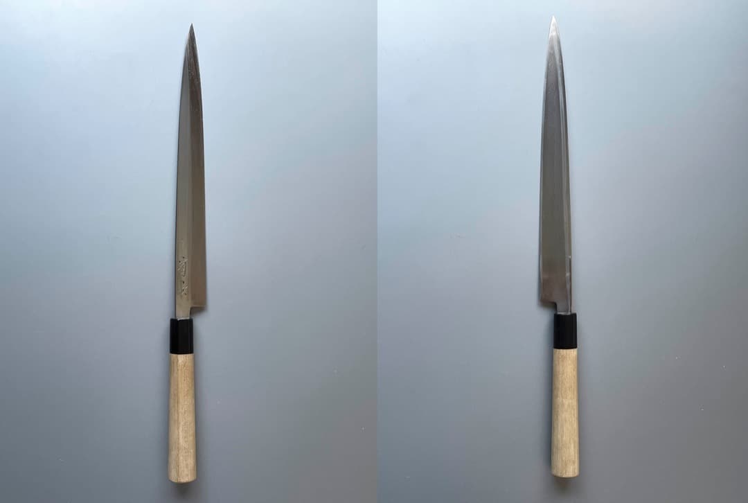 京都 有次 本焼 純日本鋼 柳刃包丁 一尺弱 新品水牛柄・鞘付き