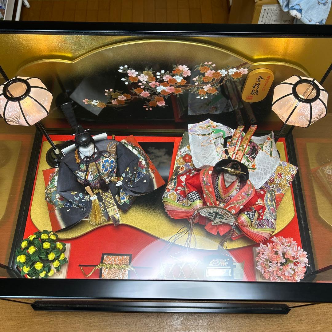 【極美品】　雛人形 親王飾り お内裏様 お雛様セット 被布付き　金彩雛　ひな祭り