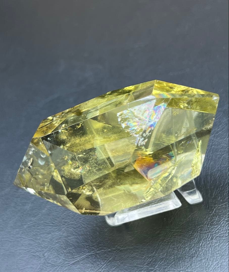 天然レインボーシトリン　黄水晶　美品　タンブル　ポイント　高品質　置物　　金運