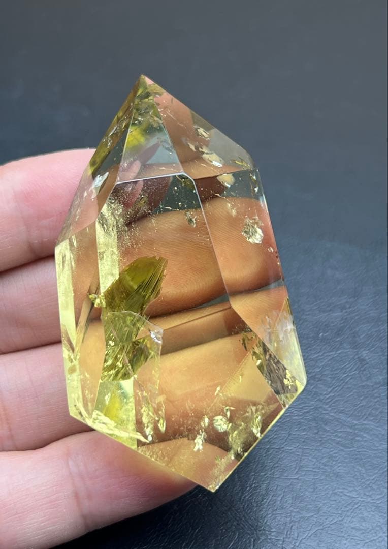 天然レインボーシトリン　黄水晶　美品　タンブル　ポイント　高品質　置物　　金運