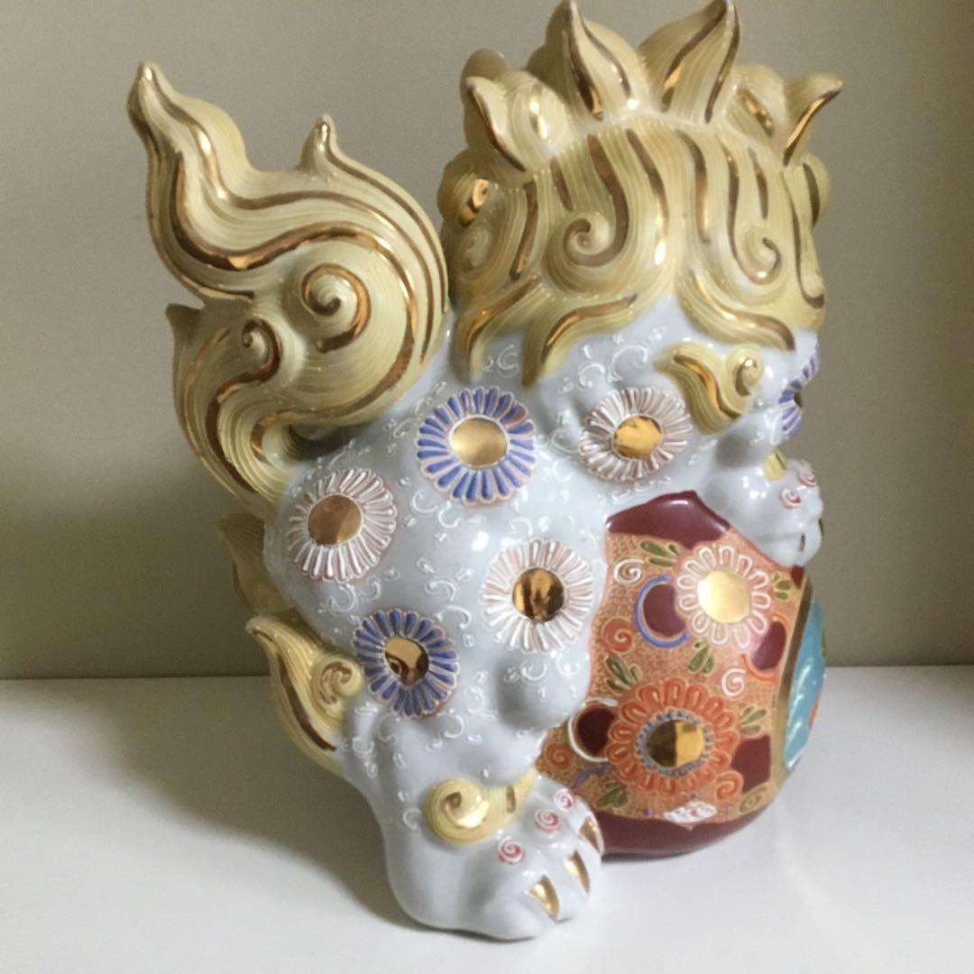 九谷焼狛犬　縁起置物