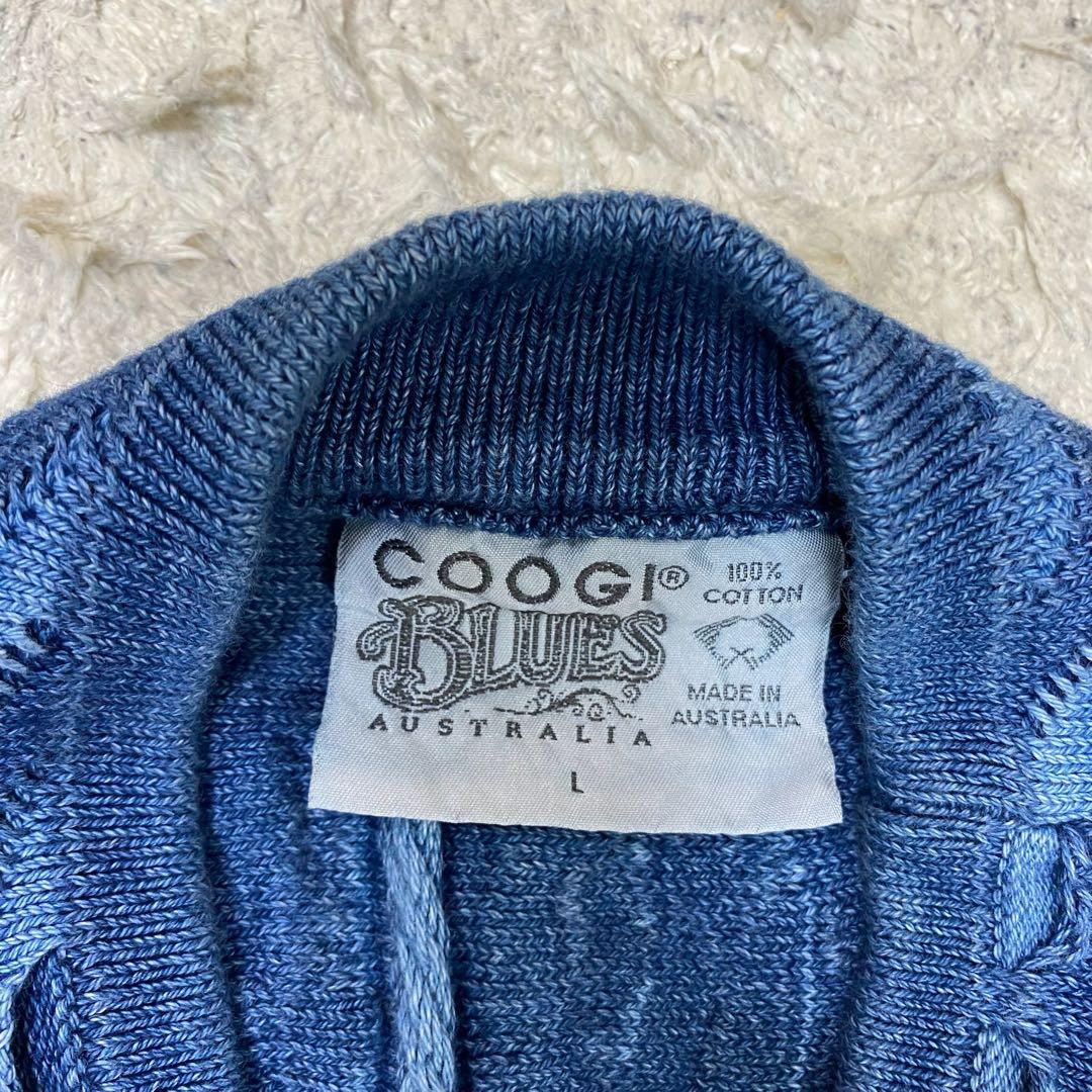 COOGI クージー 90S blues 3D ニット カーディガン ブルー　L