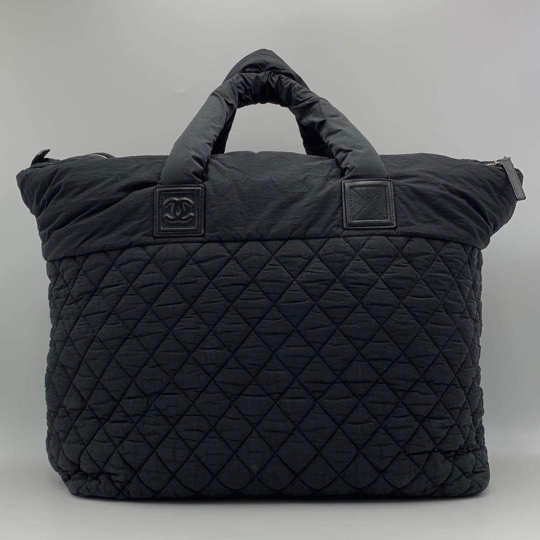 ［美品］CHANEL コココクーンTGM トートバッグ ブラック ナイロン