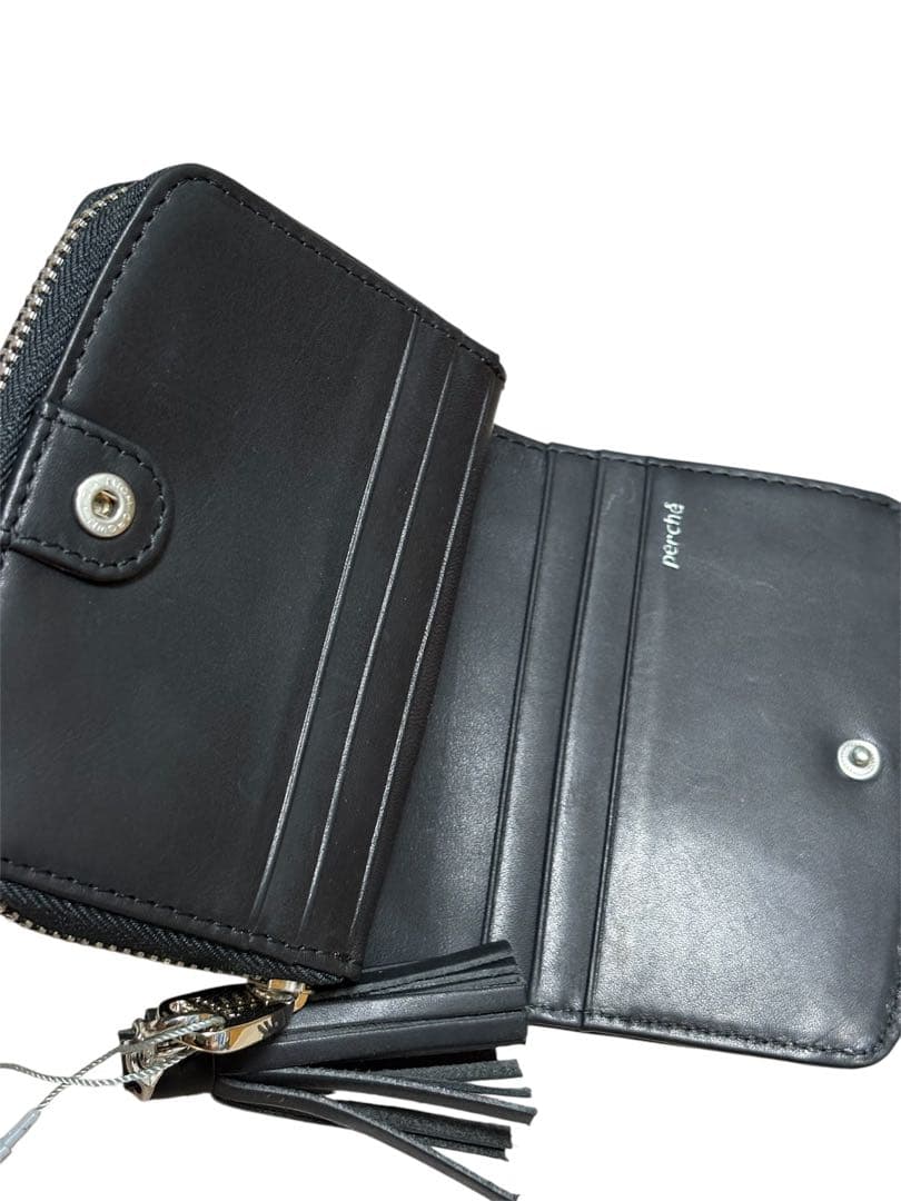 超希少　新品　perché（ペルケ）二つ折り財布　牛革　グラック