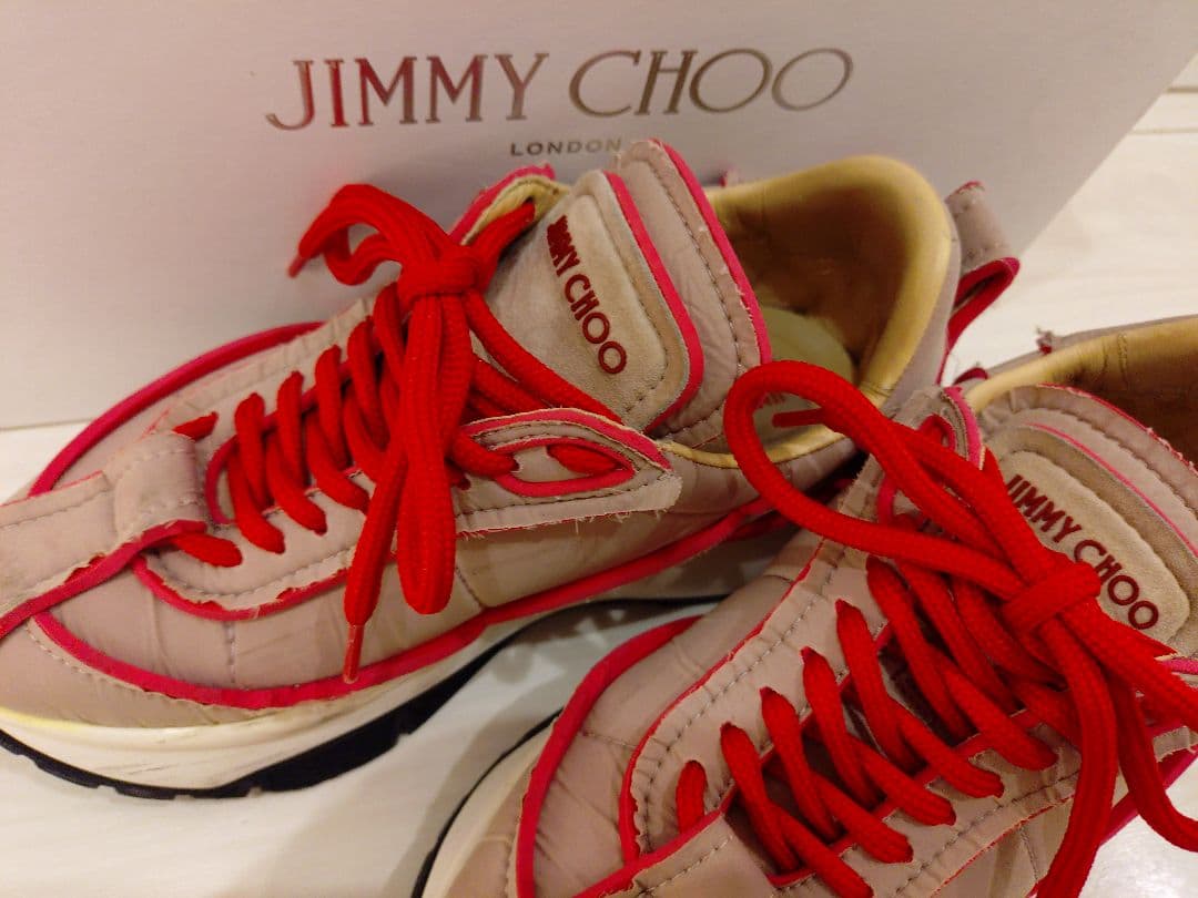 ★希少★ JIMMY CHOO ピンク ベージュ ハイテク スニーカー 35