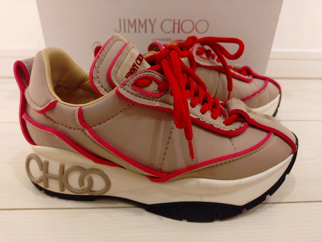 ★希少★ JIMMY CHOO ピンク ベージュ ハイテク スニーカー 35
