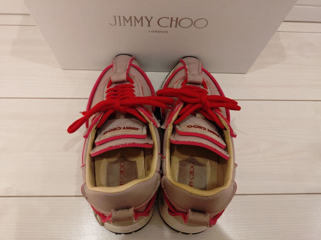 ★希少★ JIMMY CHOO ピンク ベージュ ハイテク スニーカー 35