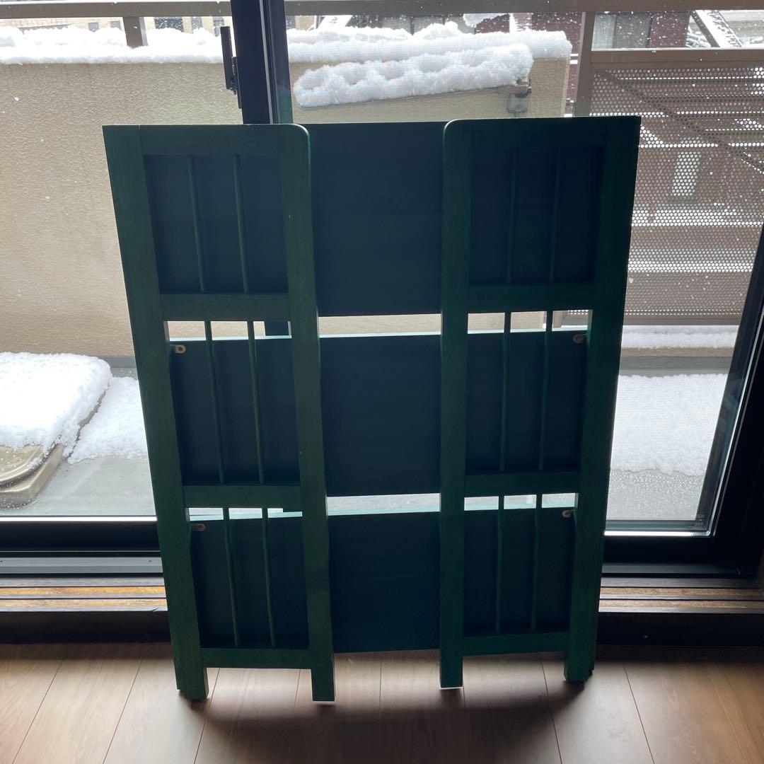 緑色の3段オープンシェルフ(折り畳み)