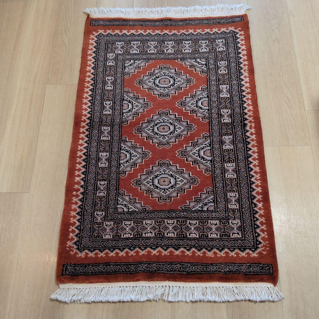 62x90cmパキスタン手織りシルク入マット#457ギャッベじゅうたんペルシャ
