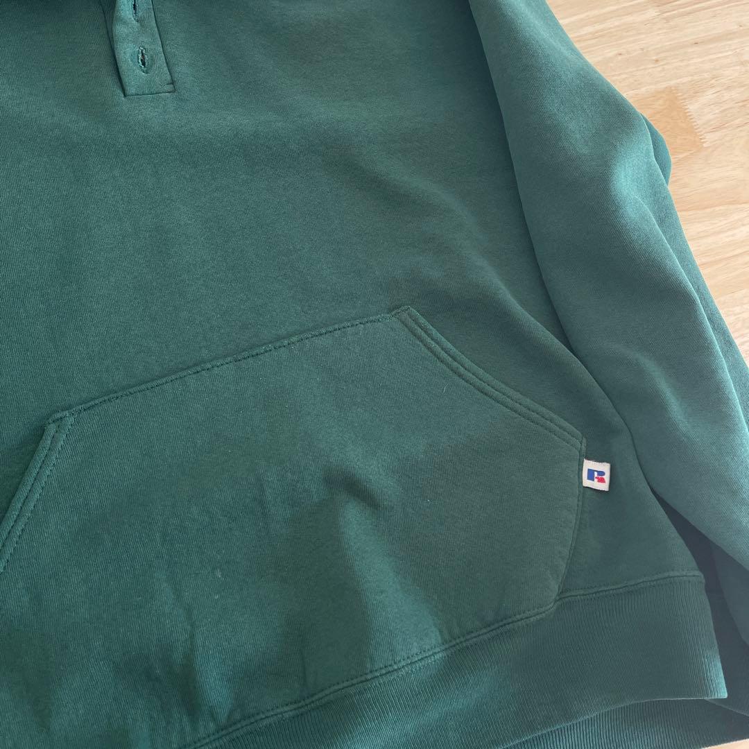 80's Russell ラッセル　ヘンリーネック　パーカー　グリーン　XL