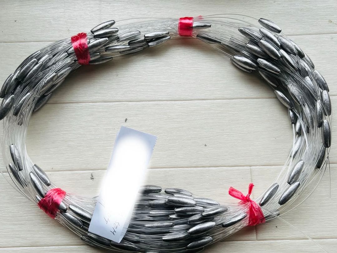 ビシ鉛 60ｍ 2匁300個間隔20cm強力ナイロン80号2.43kg