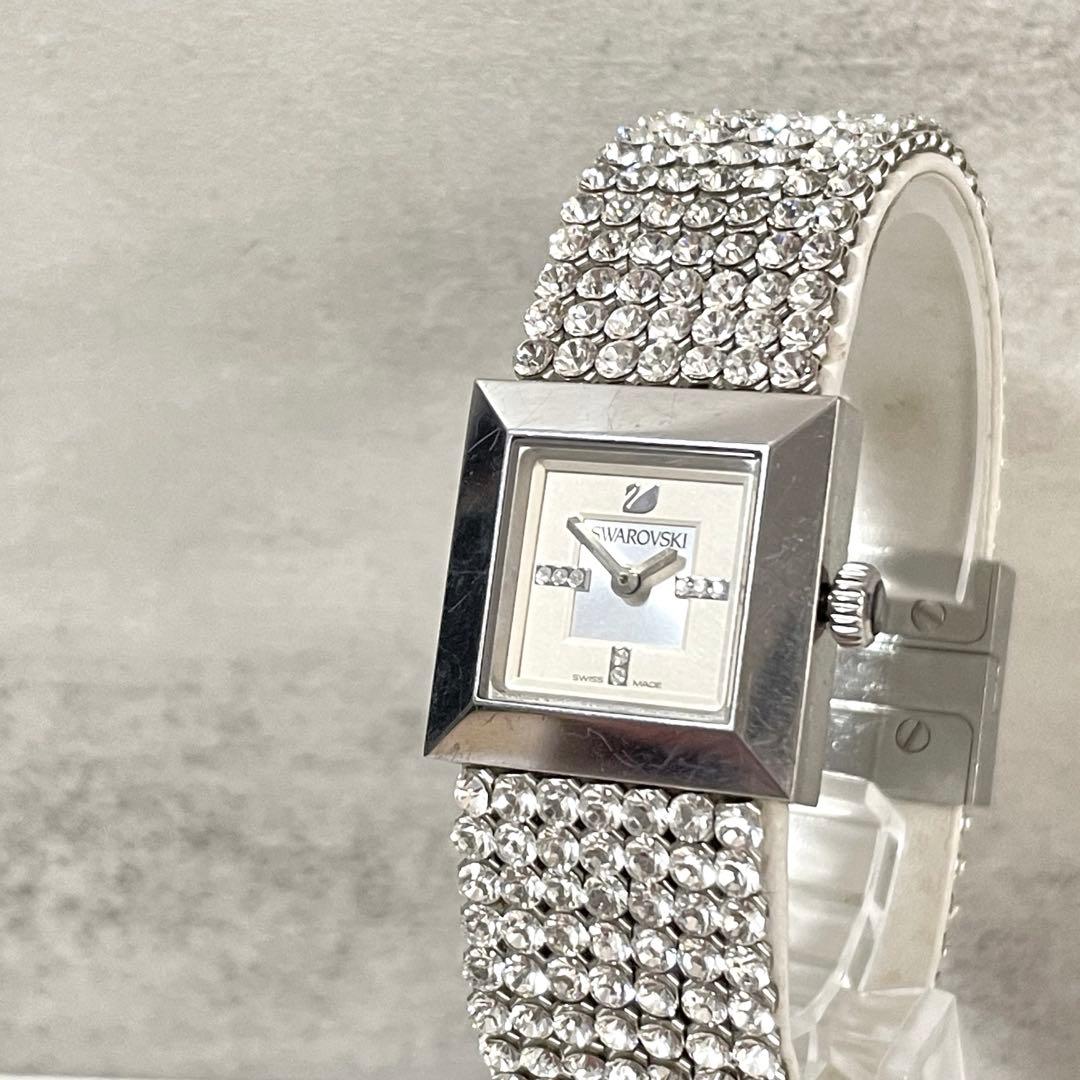 稼動品　スワロフスキー　エリス　ラインストーンベルト　スクエア　腕時計
