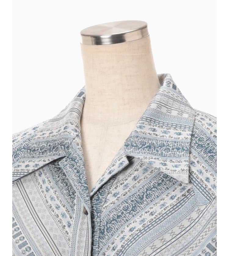mamekurogouchi完売StripeJacquardオープンカラーシャツ