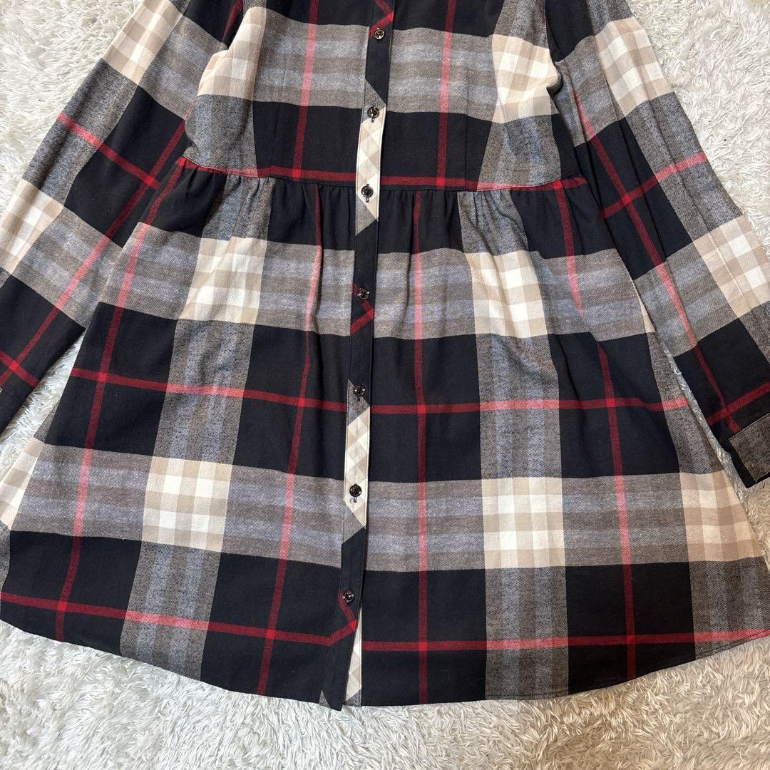 美品＊バーバリーロンドン　ノバチェック　長袖シャツワンピース　Ａライン　160
