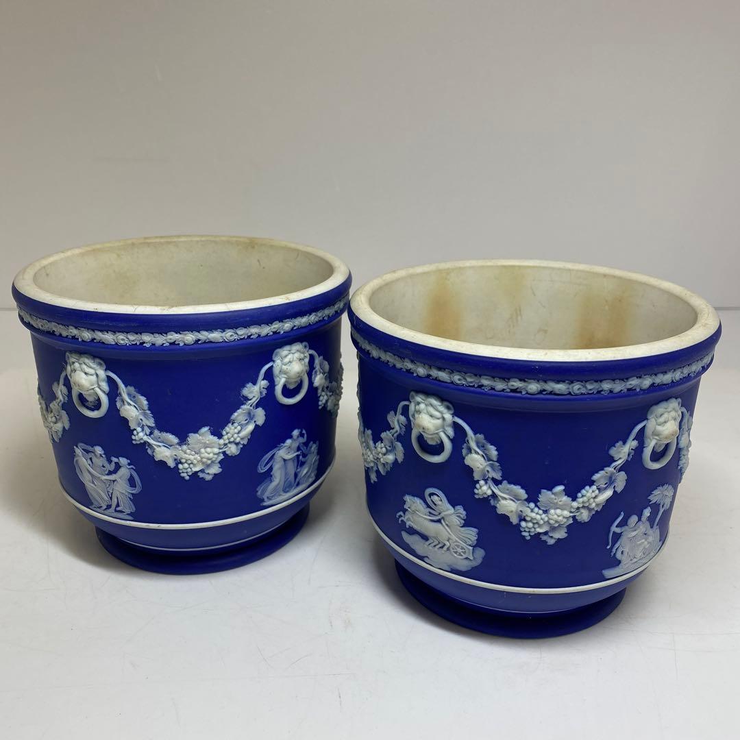 ウェッジウッドジャスパー フラワーポッド 鉢2個 幅約13cm東R8-0213①