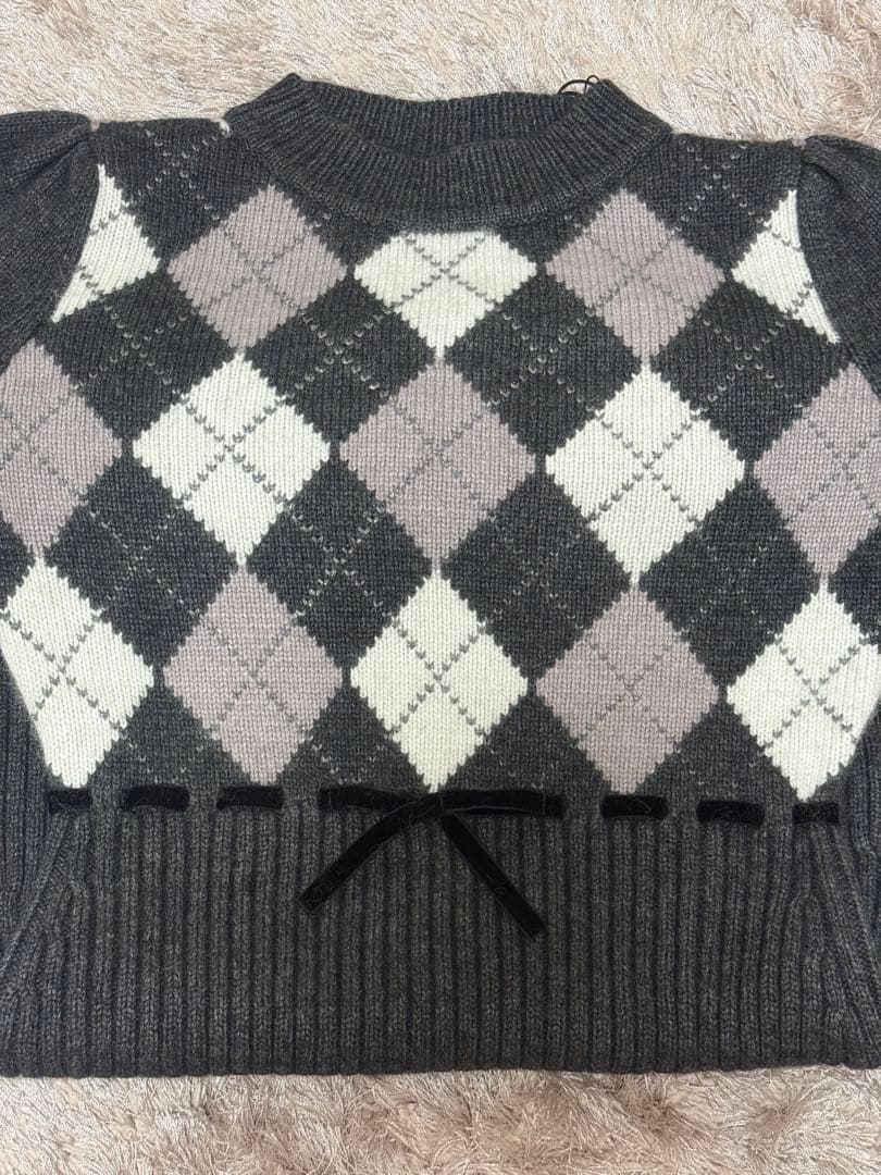 ワンピース Her lip to Moor Argyle Ribbon Knit Dress