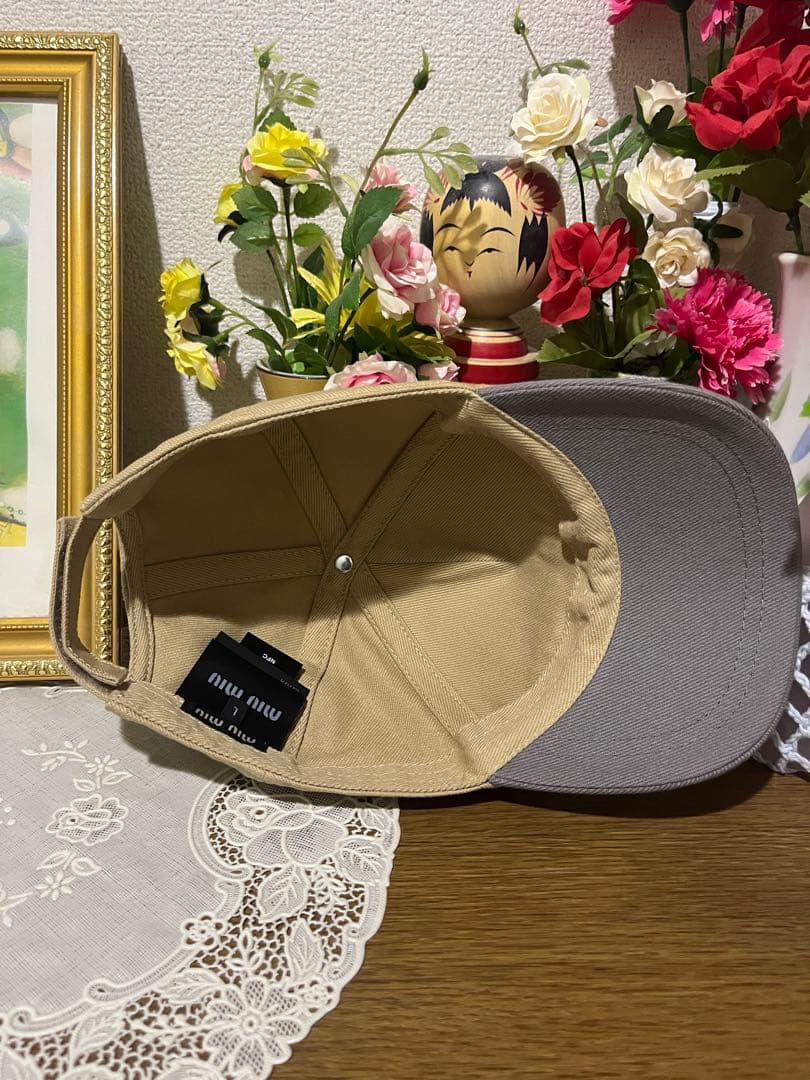 【極美品】MIU MIU ドリルベースボールキャップ Lサイズ 本物保証書付き