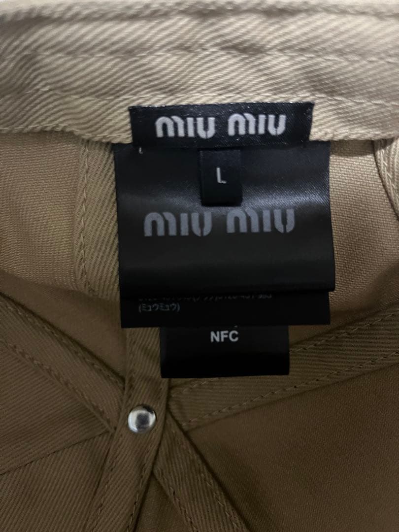 【極美品】MIU MIU ドリルベースボールキャップ Lサイズ 本物保証書付き