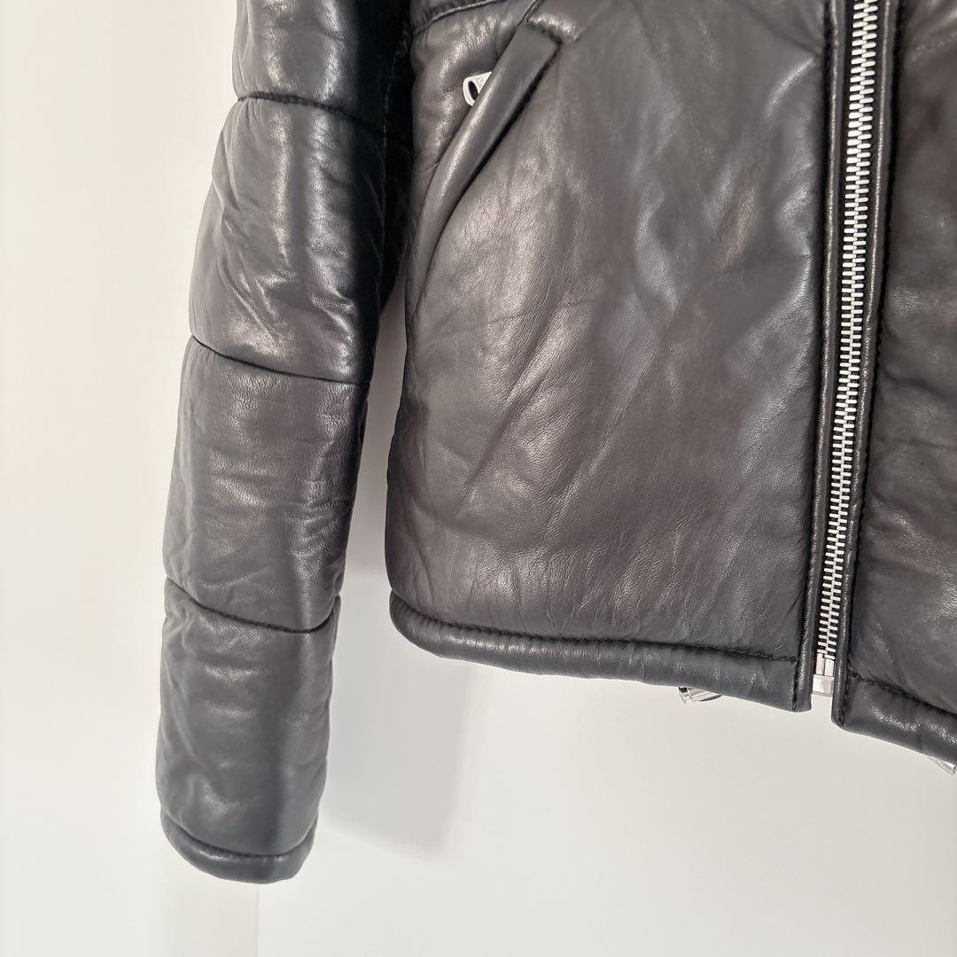 D&G ドルガバ ラムレザージャケット レディース 黒 チェック柄