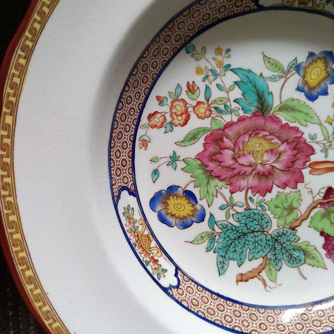 【美品】1900年代初期　スポード　コープランド　アジアンフラワー　スープ皿３枚