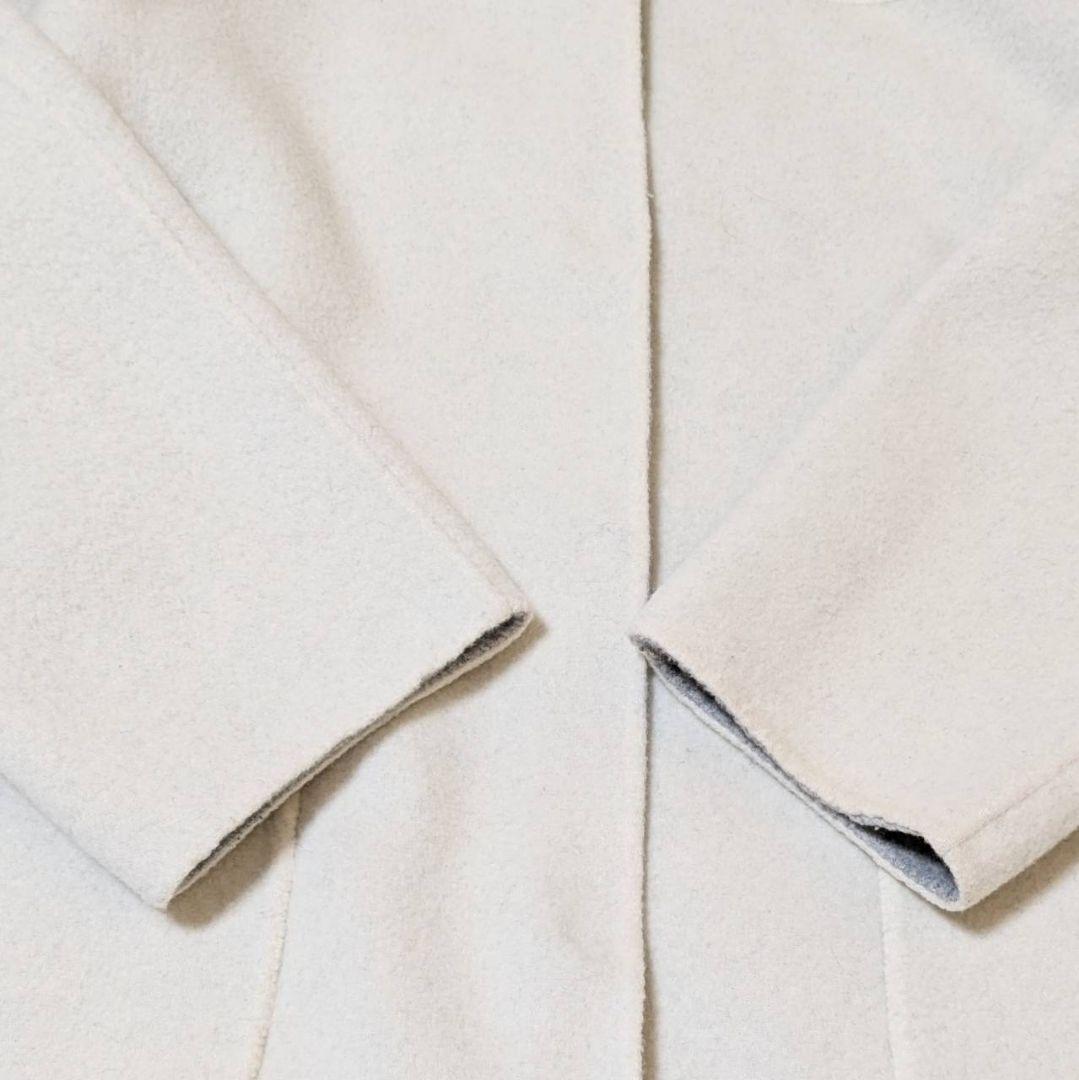 アルアバイル ノーカラーコート ロング リバーシブル グレー × ホワイト S