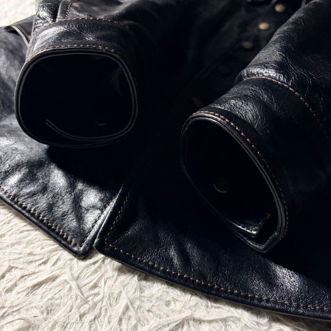 ア*キ様 【所ジョージ着用】LEATHER BOMU レザージャケット　馬革　黒