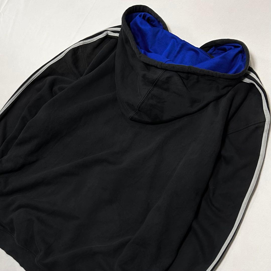 00s Adidas 3XL ジップパーカー ボックスシルエット スミクロ 刺繍