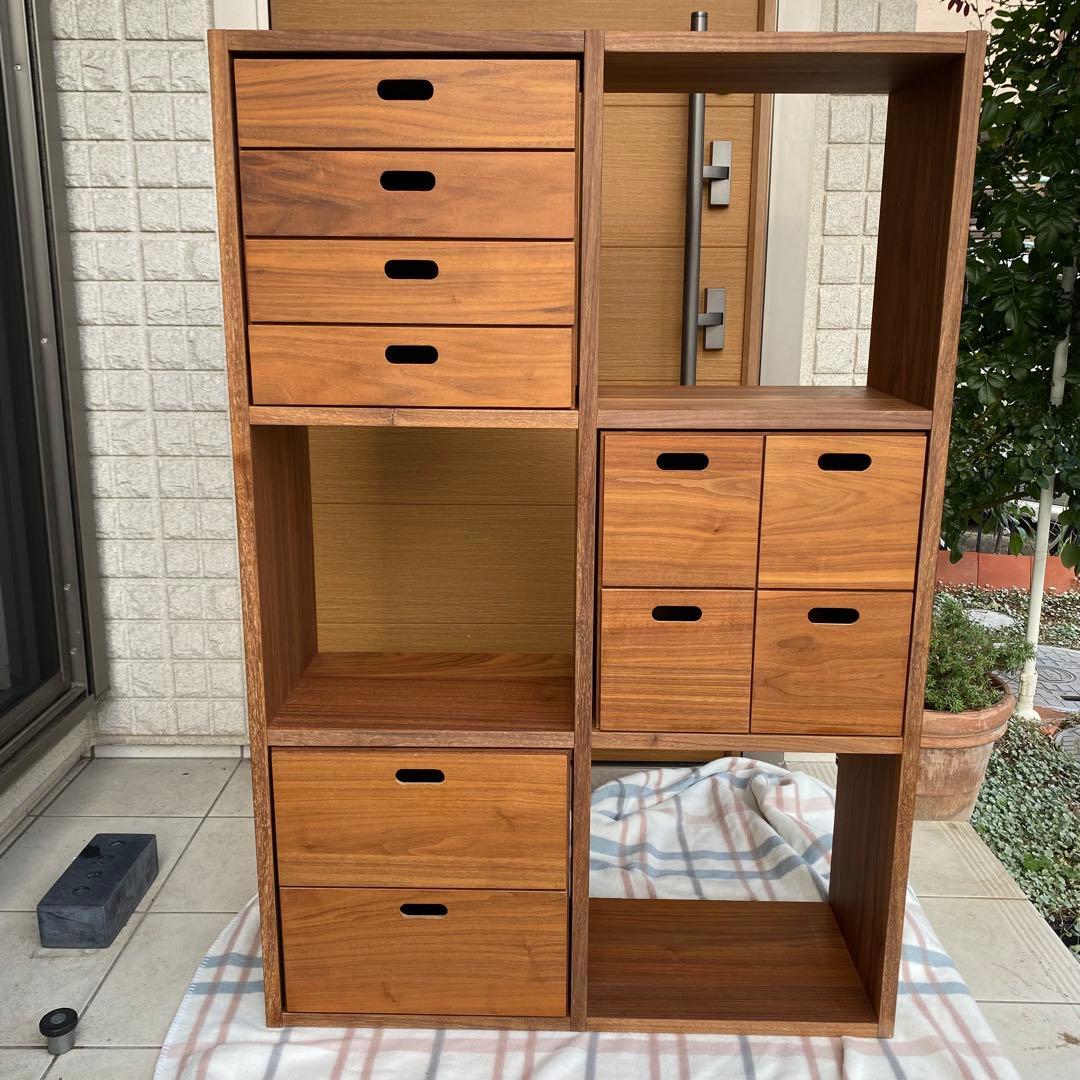 無印良品　スタッキングシェルフ3×2 スタッキングチェストセット　ウォールナット