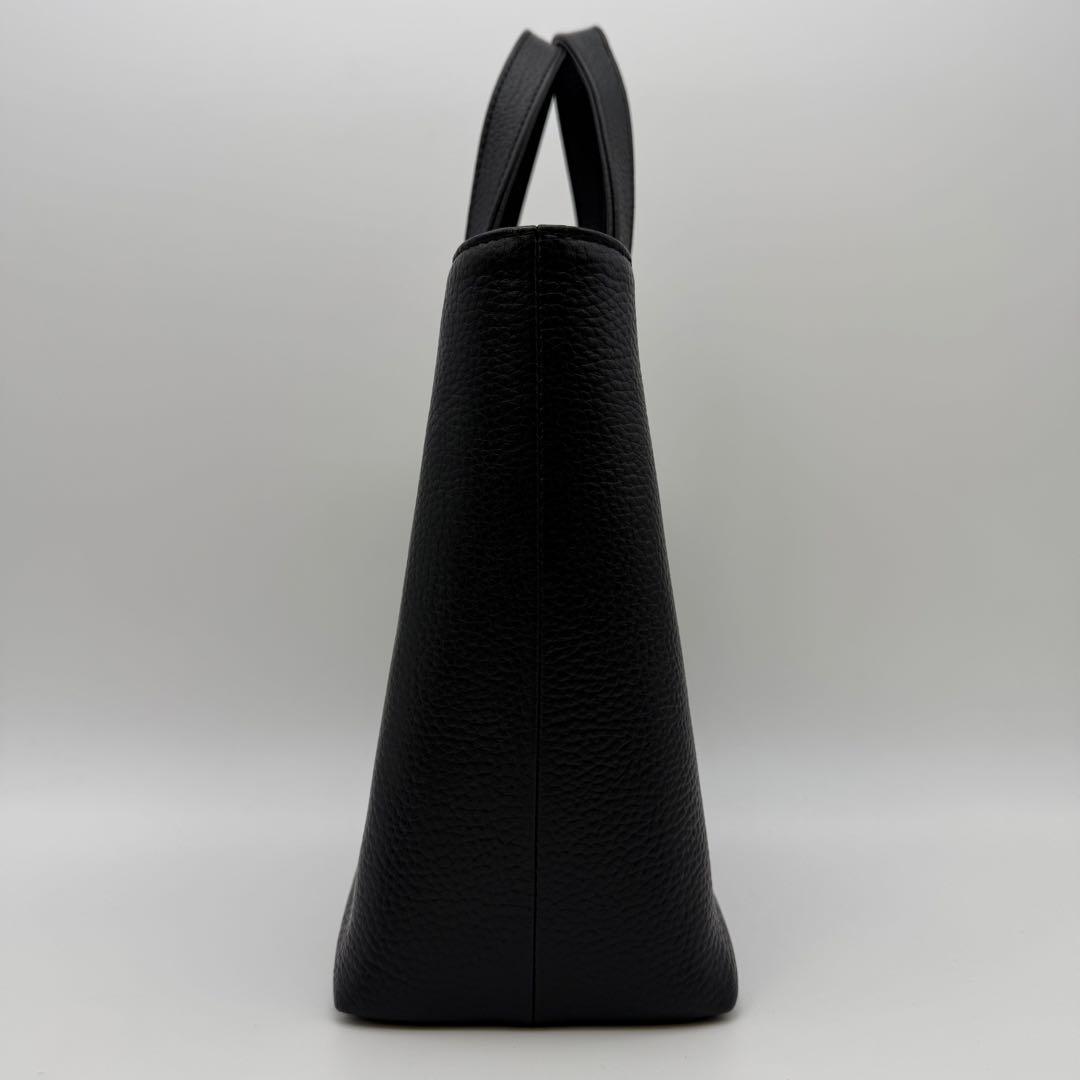 【極美品】HushTug ハッシュタグ ジップミニトート ブラック シボ革