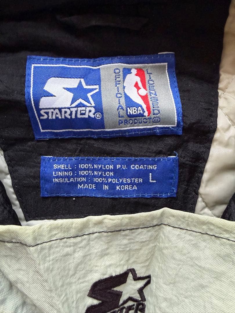90s NBA スターター製SPURS プルオーバージャケット 中綿入り 黒