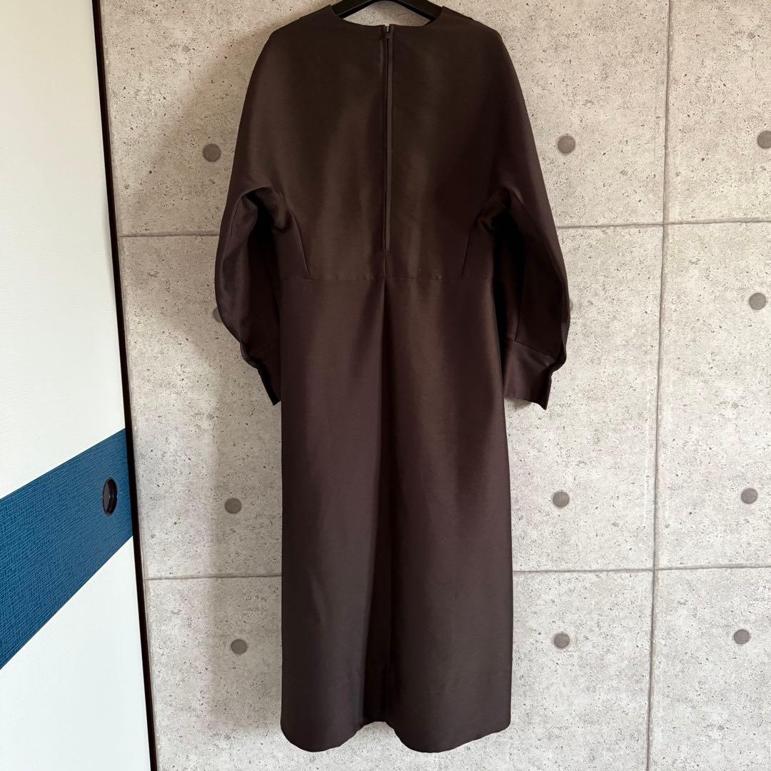 61600円 エブール　ebure クリアダブルクロスワンピース ブラウン 36