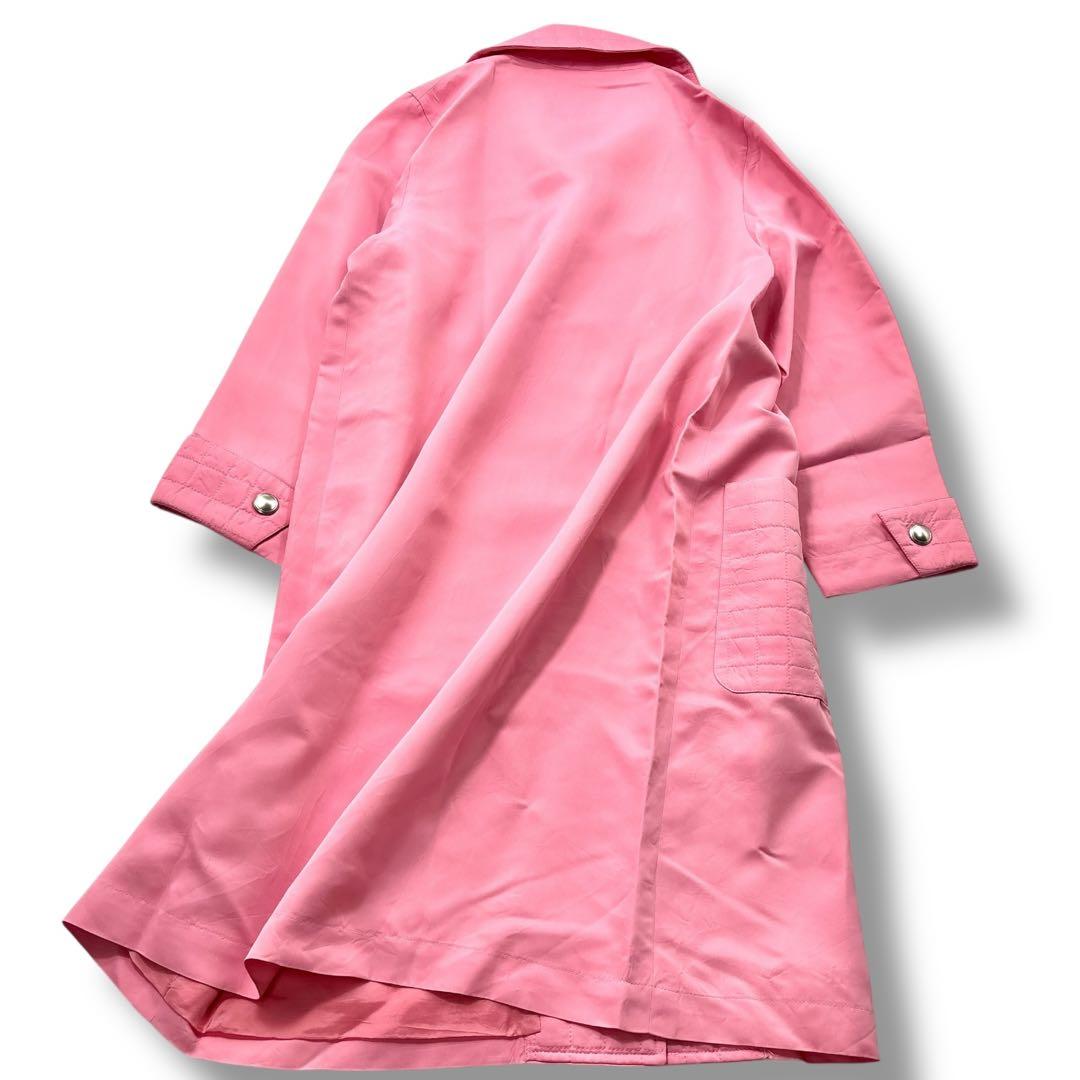 極美品】Rene ルネ ピンク スプリングコート　トレンチ　ロング　キルティング
