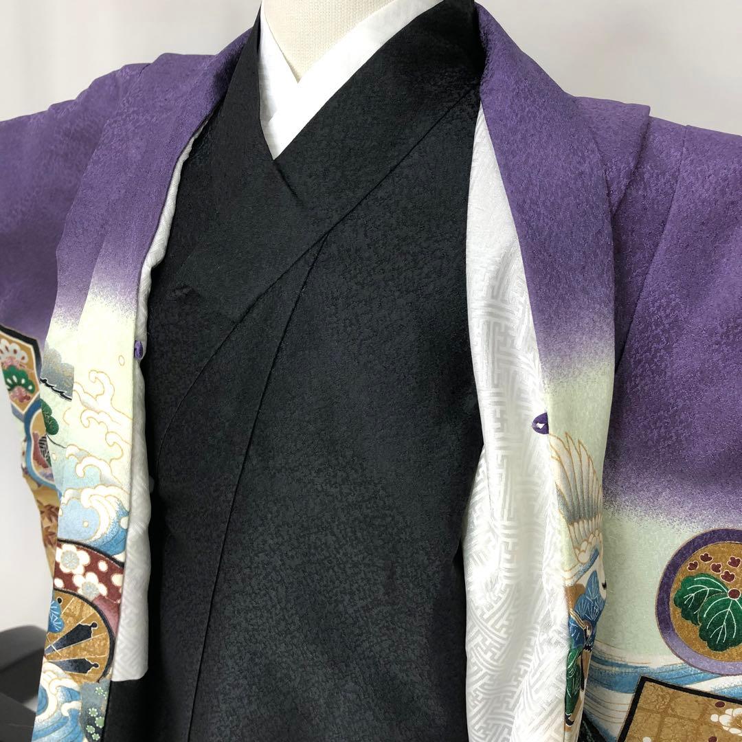 七五三★男児　羽織　着物★3歳 4歳 5歳★紫★中古★古典★　 u-302