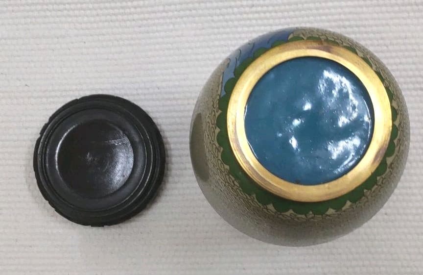 中国骨董品　七宝焼　花瓶　壺　梅に鶯/朝顔