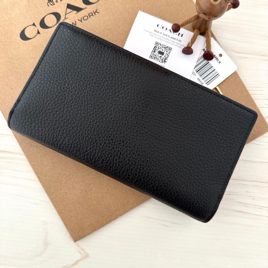 新品 上質レザー COACH　コーチ長財布 ブラック 長財布