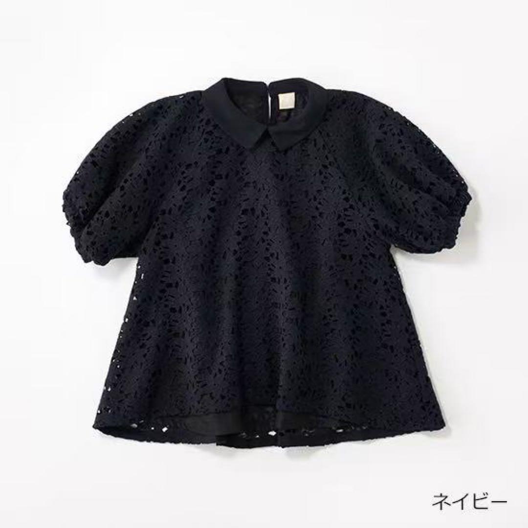 THREE SQUARE × VERY レースブラウス　ネイビー