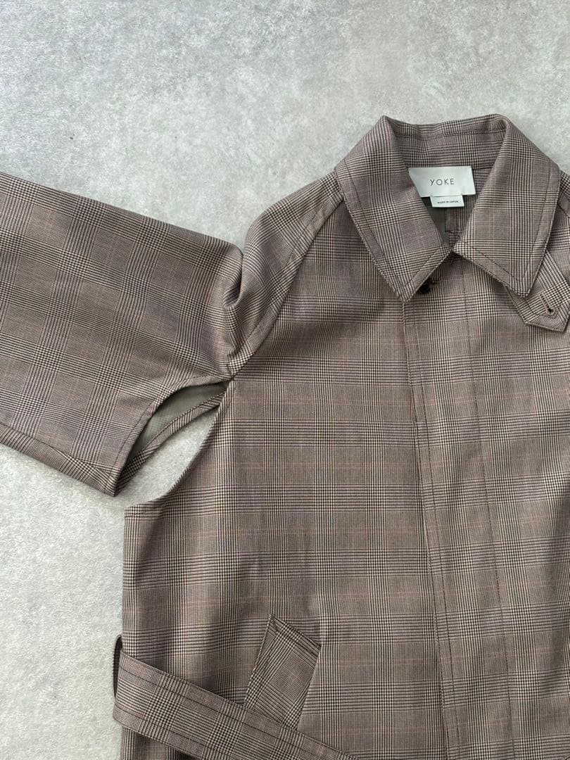 YOKE 20SS チェック柄 コート ブラウン S