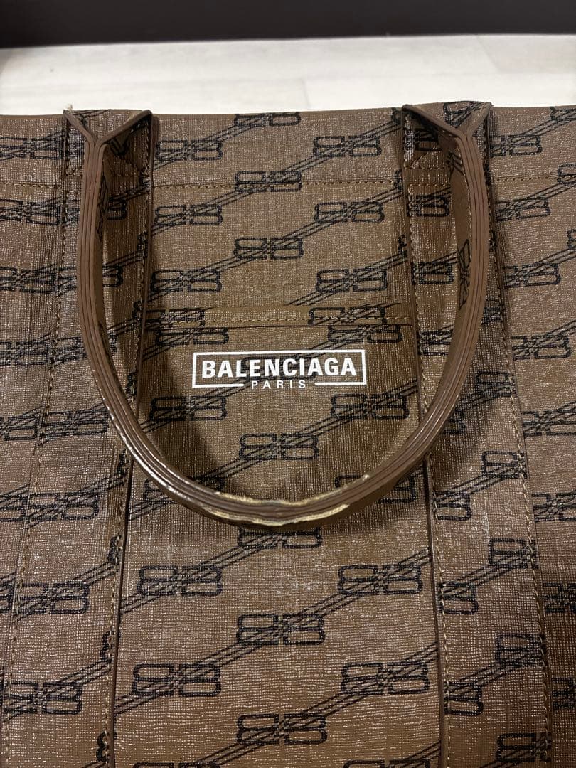 【メル29609】BALENCIAGA ロゴプリント トートバッグ